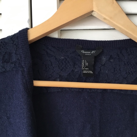 Forever 21 Girls Knit Cardigan with Lace - Picture 2 of 5